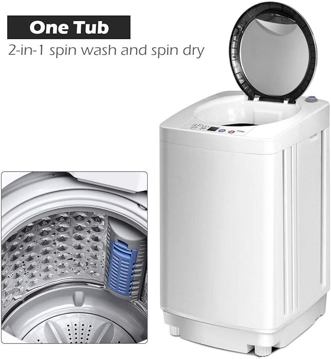 Portable Washing Machine, Full Automatic Washer and Spinner Combo, with Built-in Pump Drain 8 LBS Capacity Compact Laundry Washer Spinner for Apartment RV Dorm