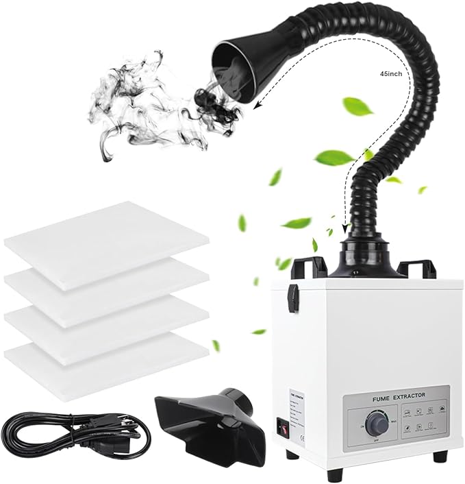 Solder Fume Extractor, 120W Strong Suction FES150 3 Stage Filter Laser Smoke Absorber,Welding Purifier for Laser Engraver and Cutter Soldering Station CNC Machine Exhaust Fans