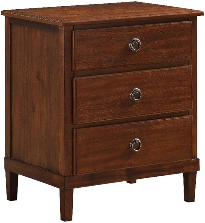 Cambridge Brown Finished Wood 3-Drawer Nightstand