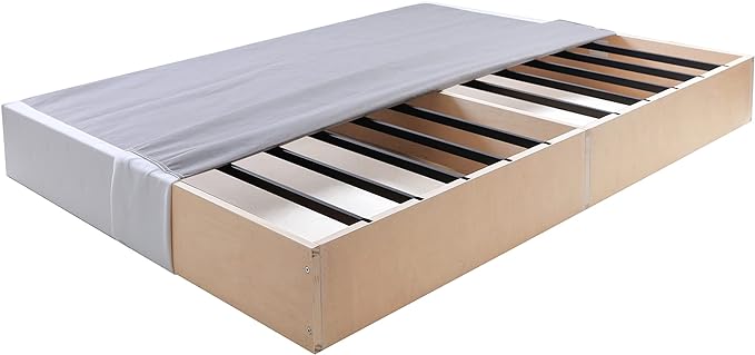 7 Inch Metal Box Spring Bed Base/Heavy Duty Steel with Fabric Cover/Mattress Foundation/Wooden Frame Easy Assembly, Queen, White