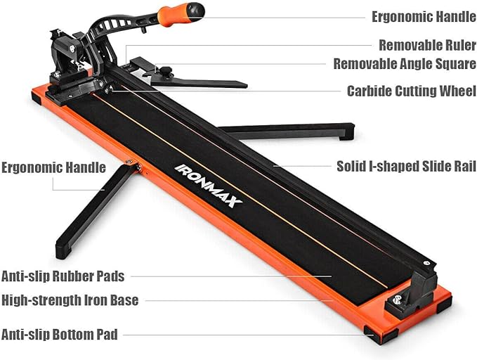 Manual Tile Cutter 36 Inches with Ergonomic Handle & Tungsten Carbide Cutting Wheels, Porcelain Ceramic Floor Tile Cutter Machine with Anti-Skid Feet and Removable Scale （36 Inches）