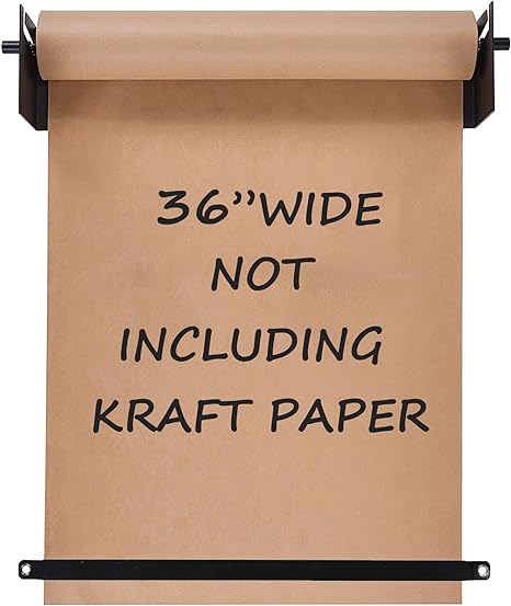 36”Kraft Paper Dispenser Holder Wall Mount, Heavy-Duty Paper Cutter Butcher Paper Dispenser to Do Lists, DIY Drawing, Taking Note, Artwork, Daily Special - Black