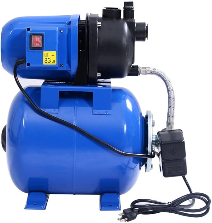 1.6HP Shallow Well Pump with Pressure Tank, 1000GPH Garden Water Pump Jet Pressurized Automatic Water Booster Jet Pump for Home Irrigation Garden Lawn, 1200W (Blue)