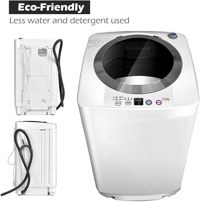 Portable Washing Machine, Full Automatic Washer and Spinner Combo, with Built-in Pump Drain 8 LBS Capacity Compact Laundry Washer Spinner for Apartment RV Dorm