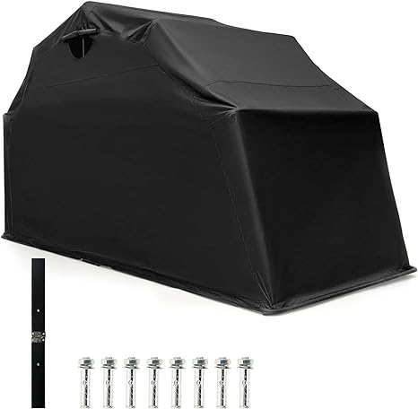 Tangkula Motorcycle Shed, Waterproof Motorcycle Garage with 600D Oxford Cover, Ventilation Window, Heavy Duty Motorcycle Storage for Motorbike, Scooter, Vehicles, 136" x 54" x 75"