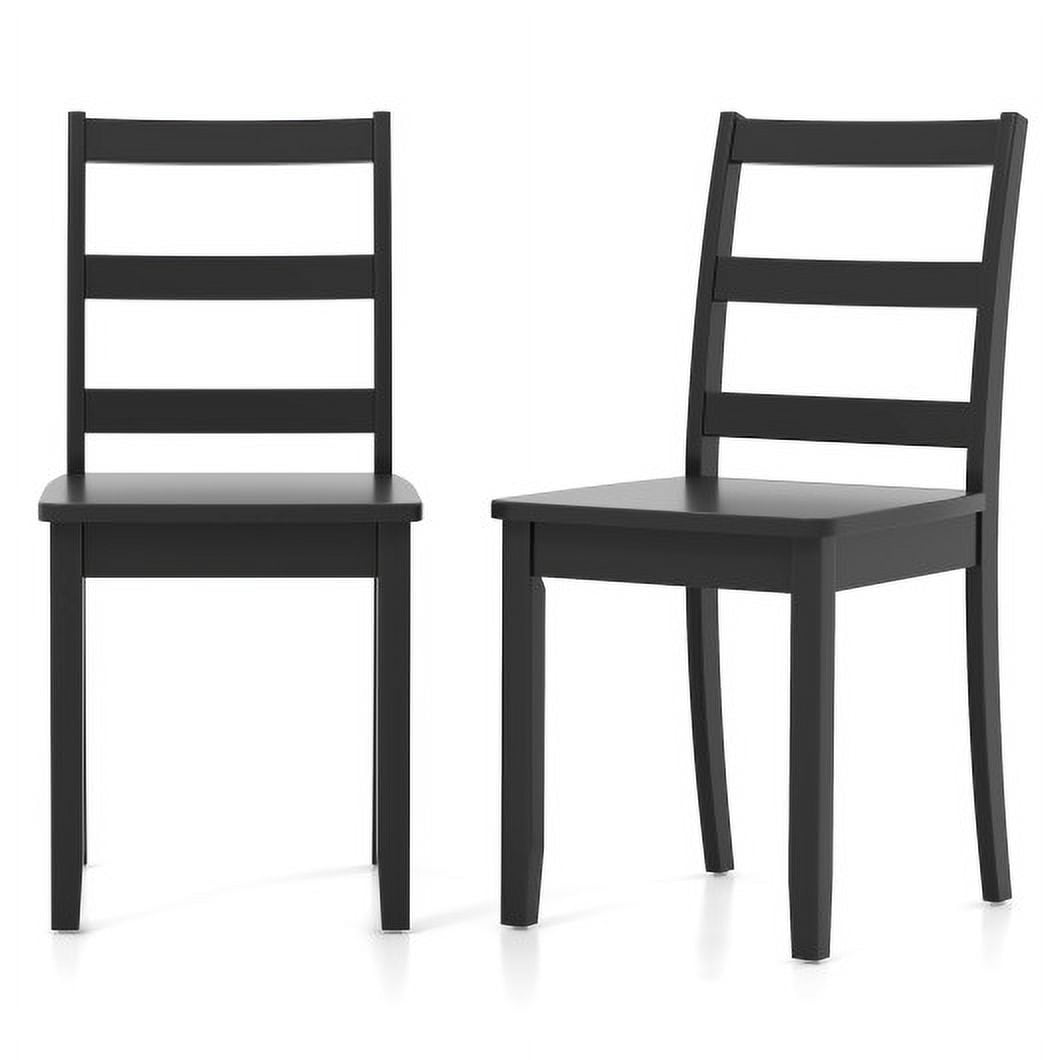 Set of 2 Wood Dining Chairs with Solid Rubber Wood Legs-Black