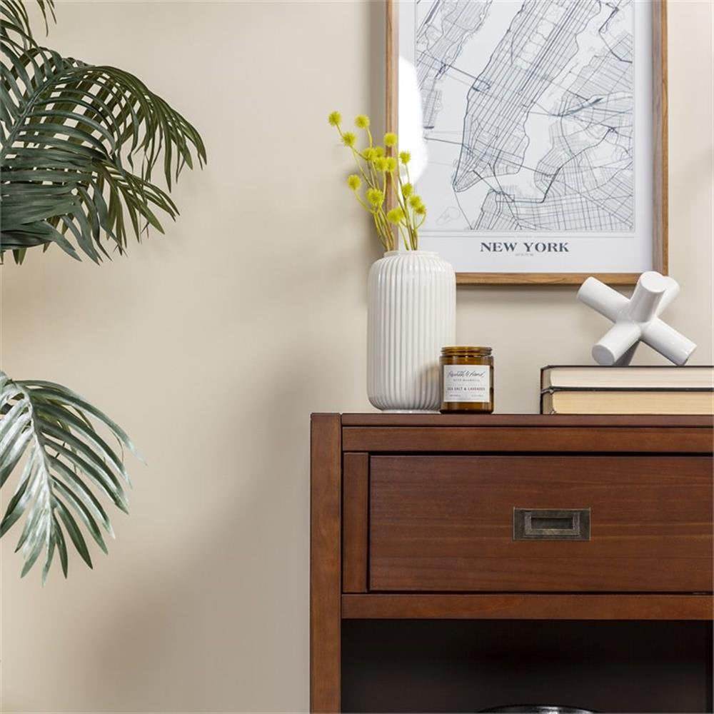 Lydia 1-Drawer Classic Solid Wood Bedroom Nightstand in Walnut