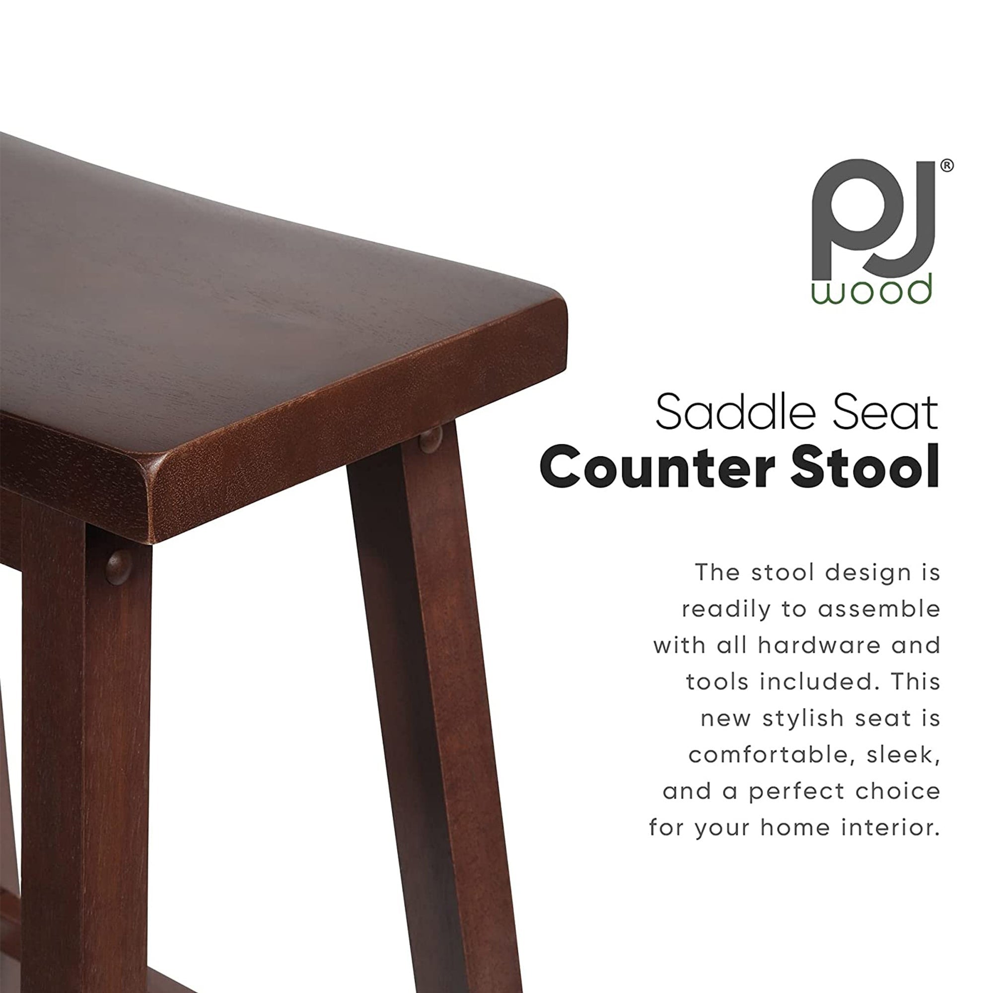 PJ Wood 17.01 in. X 13.70 in. X 29.00 in. Brown Wood Kitchen Counter Stools