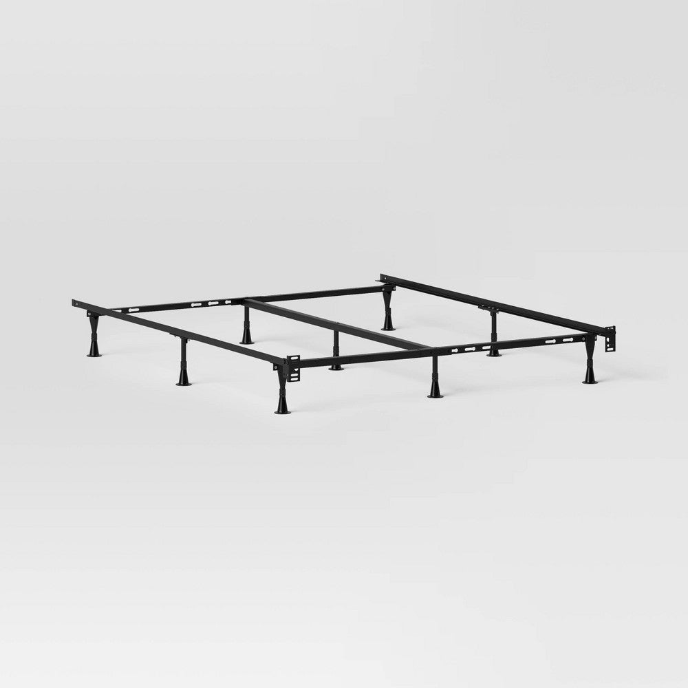 Adjustable Metal Bed Frame Black - Room Essentials™: Queen, Full, Twin Sizes, with Center Beam Support