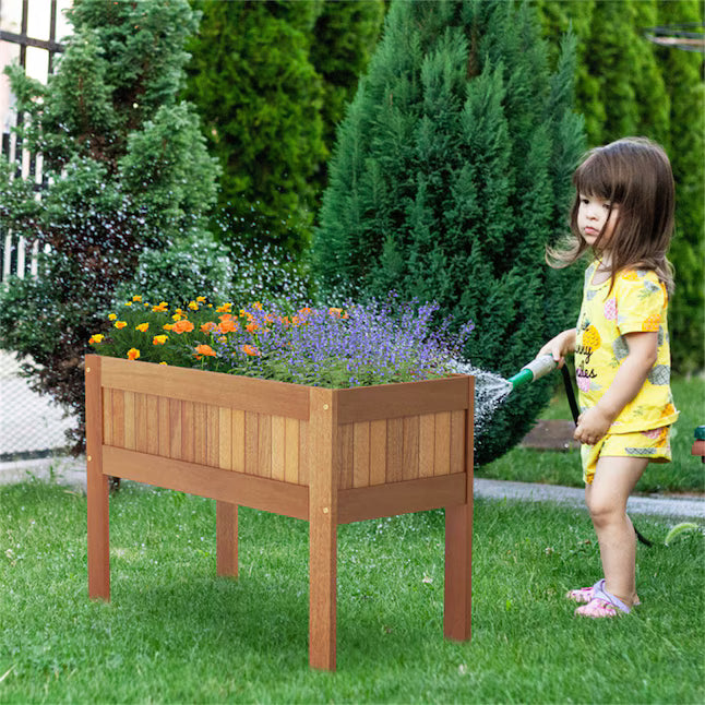 BABOOM 16-in W x 35-in L x 24-in H Natural Wood Raised Planter Box