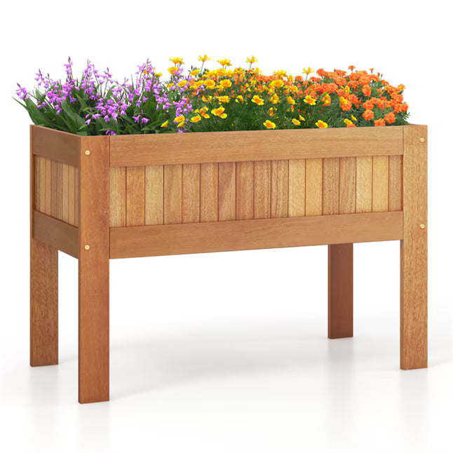 BABOOM 16-in W x 35-in L x 24-in H Natural Wood Raised Planter Box