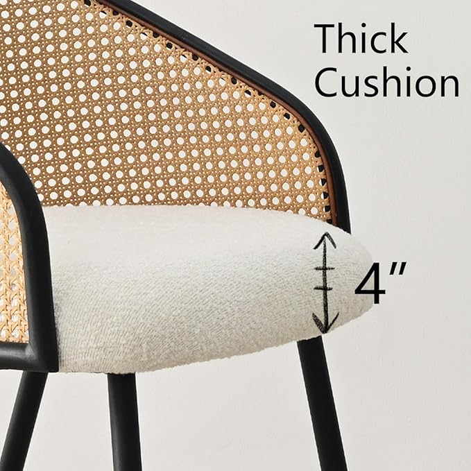 Rattan Boucle Dining Armchair