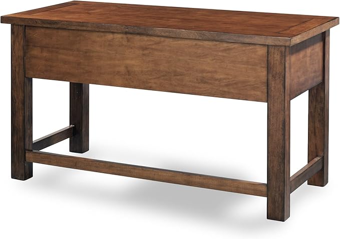 Home Styles Tahoe Aged Maple Executive Writing Desk with Two Accessory Drawers on Each Side, Drop-Down Center Drawer, Keyboard Tray, and Antiqued Bronze Pulls, 23.75"D x 54"W x 30"H, Brown - Desk