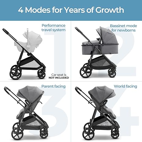 Mompush Wiz 2-in-1 Convertible Baby Stroller with Bassinet Mode - Foldable Infant Stroller to Explore More as a Family - Toddler Stroller with Reversible Stroller Seat