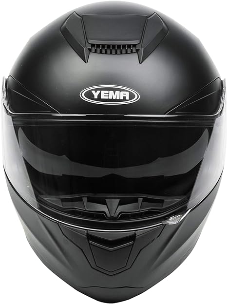 Motorcycle Full Face Helmet DOT Approved - YEMA YM-831 Motorbike Moped Street Bike Racing Crash Helmet with Sun Visor for Adult, Men and Women - Matte Black, XX-Large