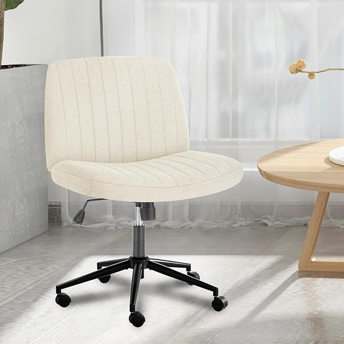 Criss Cross Desk Chair, Armless Office Chairs with Wheels, Cross Legge