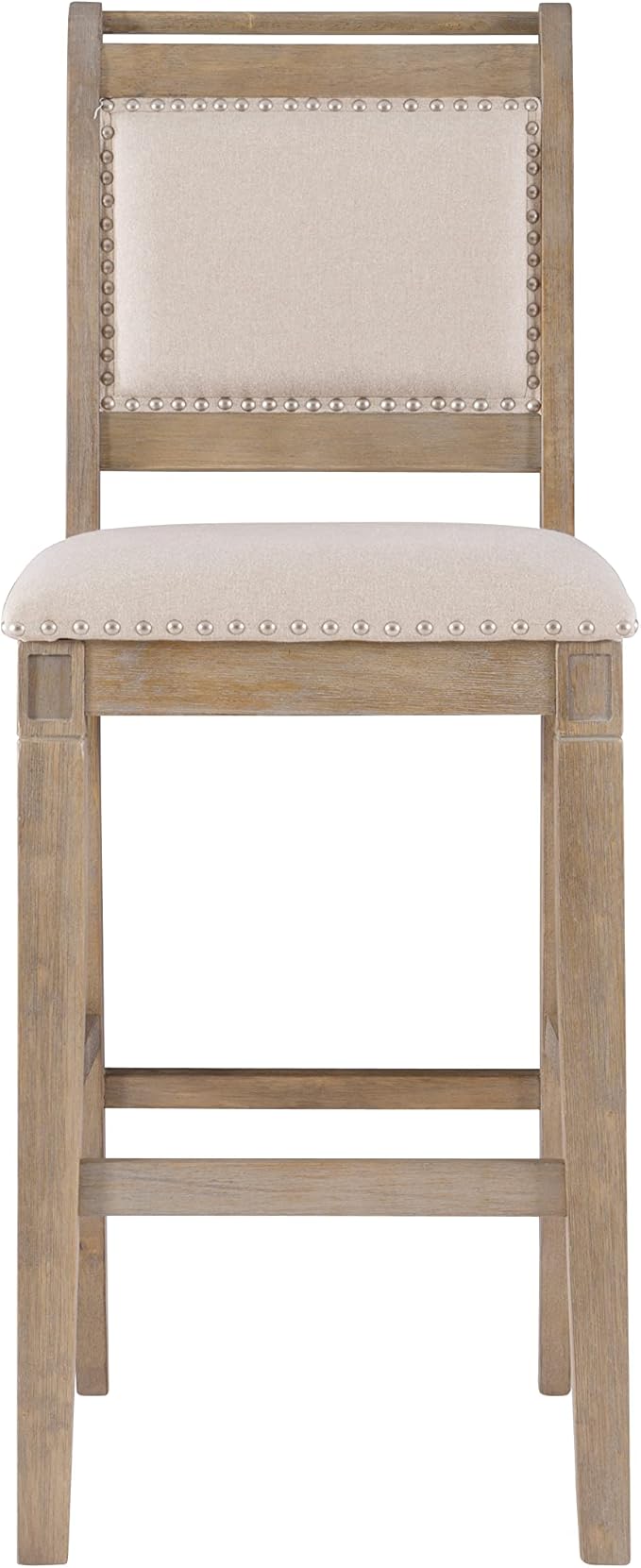 Linon Home Decor Products Newton Natural Bar Stool, Grey Wash