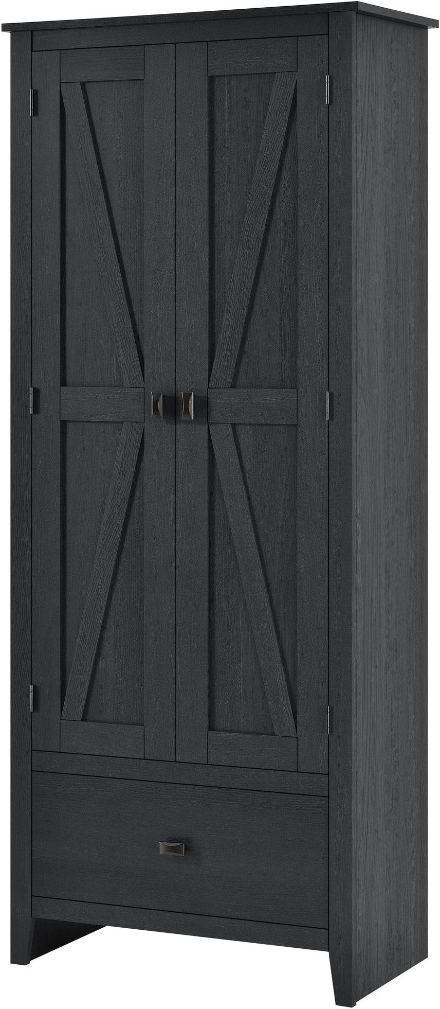 Systembuild Evolution Farmington 30" Wide Storage Cabinet, Black Oak