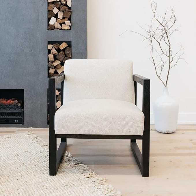 Signature Design by Ashley Alarick Contemporary Accent Chair, Black & Cream