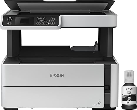 Epson EcoTank ET-M2170 Wireless Monochrome All-in-One Supertank Printer with Ethernet PLUS 2 Years of Unlimited Ink*,White