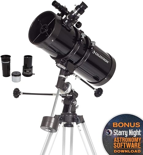 PowerSeeker 127EQ Telescope - Manual German Equatorial Telescope for Beginners - Compact and Portable - Bonus Astronomy Software Package - 127mm Aperture