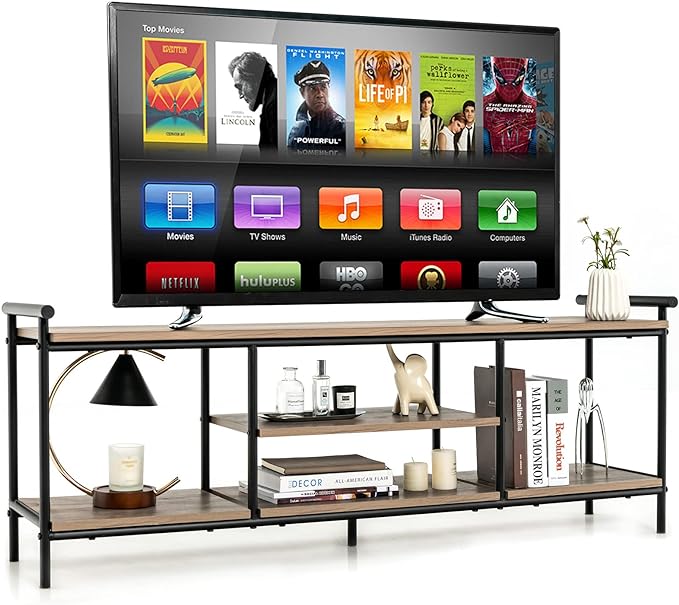 TV Cabinet for TVs up to 60 Inches, Wooden TV Cabinet with Open Shelves, Living Room Cabinet 134 cm Wide, Sideboard for Living Room, Bedroom