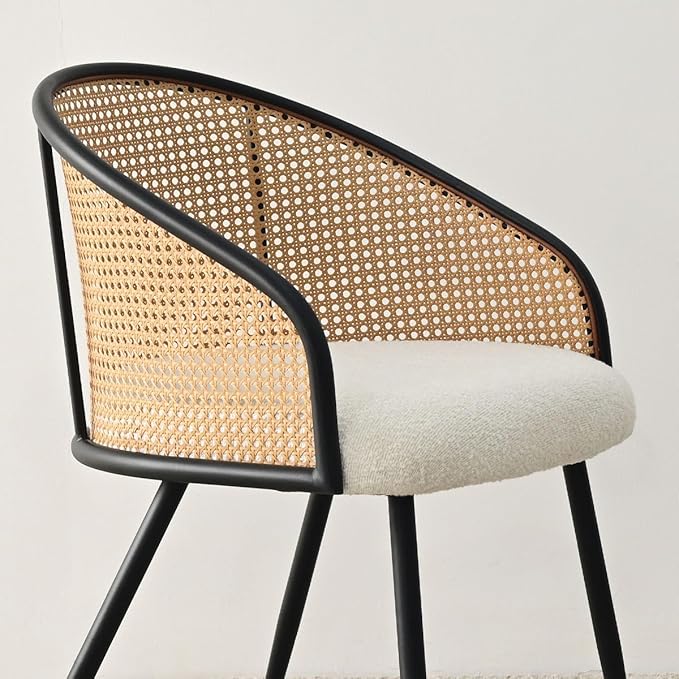 Rattan Boucle Dining Armchair