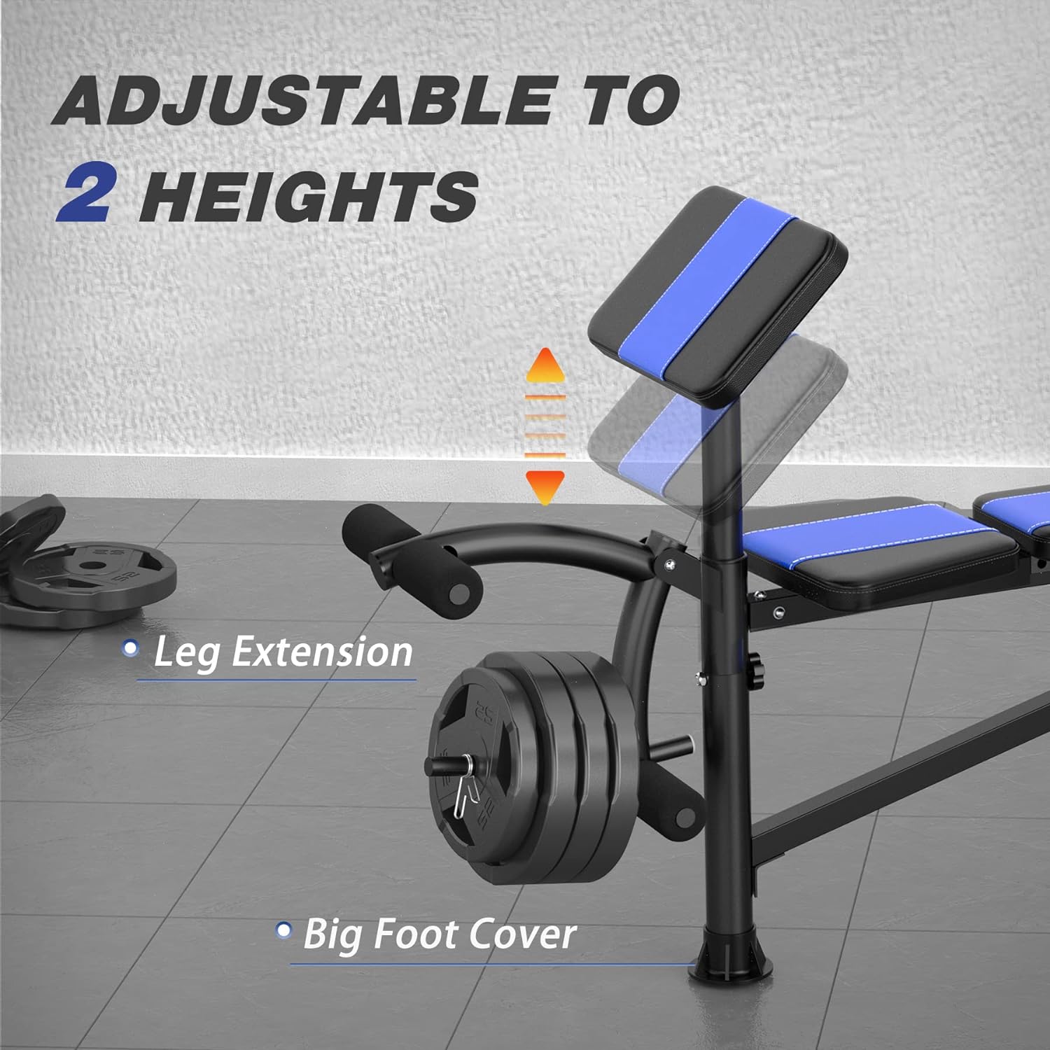 Adjustable Weight Bench, Olympic Workout Bench Press With Barbell Rack Leg Extension Preacher Curl for Strength Training