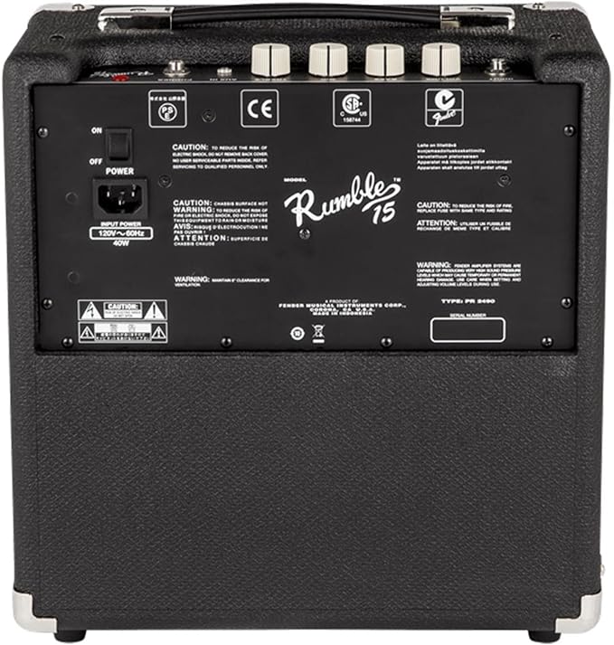Fender Rumble 15 V3 Bass Amp for Bass Guitar, 15 Watts, 6 Inch Speaker, with Overdrive Circuit and Mid-Scoop Contour Switch