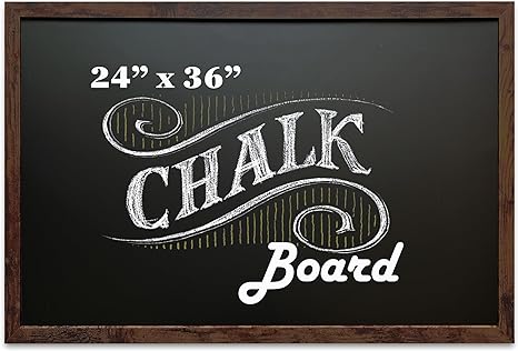 Magnetic Chalk Board - 24"x36" - for Kitchen and Wall Decor - Easy-to-Erase Magnetic Chalkboard - Framed Magnet Blackboard - Hanging Black Chalkboards (Rustic Frame)