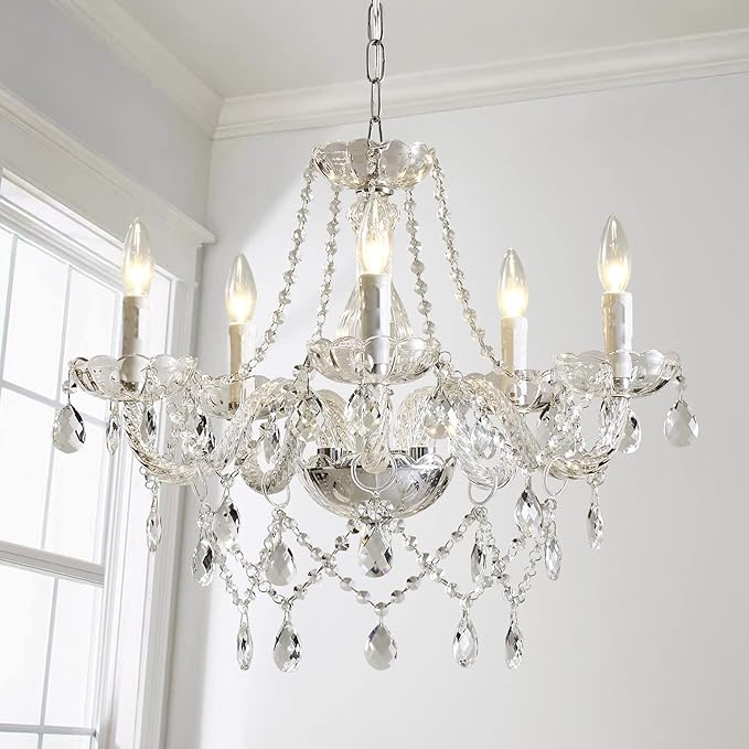 Saint Mossi 5 Light Modern Contemporary Elegant K9 Crystal Glass Chandelier Pendant Ceiling Lighting Fixture