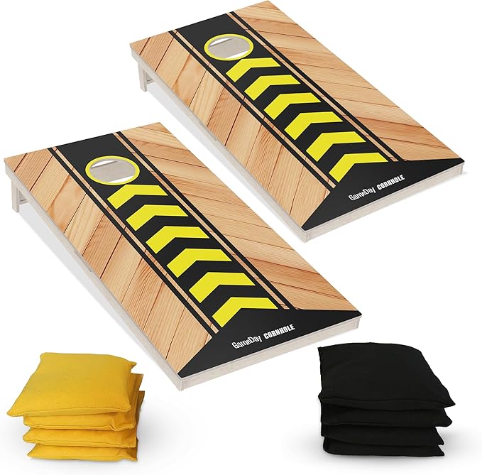 Cornhole Board Game Set – Regulation Size (4ft x 2ft) Premium Plywood or Party Board (3ft x 2ft) MDF Board w/ 8 Bean Bags, Ideal for Outdoor Family & Friends Fun