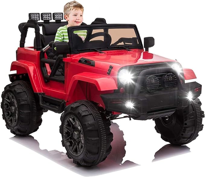 OTTARO Kids Electric Car Ride on Car Truck, Battery Kids Car w/Parent Remote Control, 12V Battery Powered Electric Car for Kids, 3 Speeds,Spring Suspension, MP3 Player (Red)