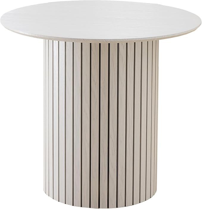 Modern White Bamboo Dining Table - 33.5" Square, Plywood Base, Eco-Friendly for Kitchen & Apartment. Sleek Design, Easy Clean.