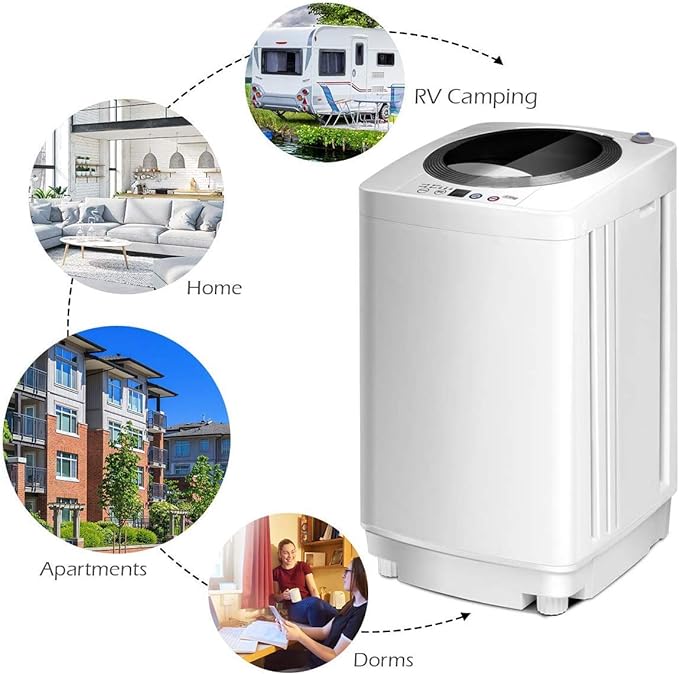 Portable Washing Machine, Full Automatic Washer and Spinner Combo, with Built-in Pump Drain 8 LBS Capacity Compact Laundry Washer Spinner for Apartment RV Dorm