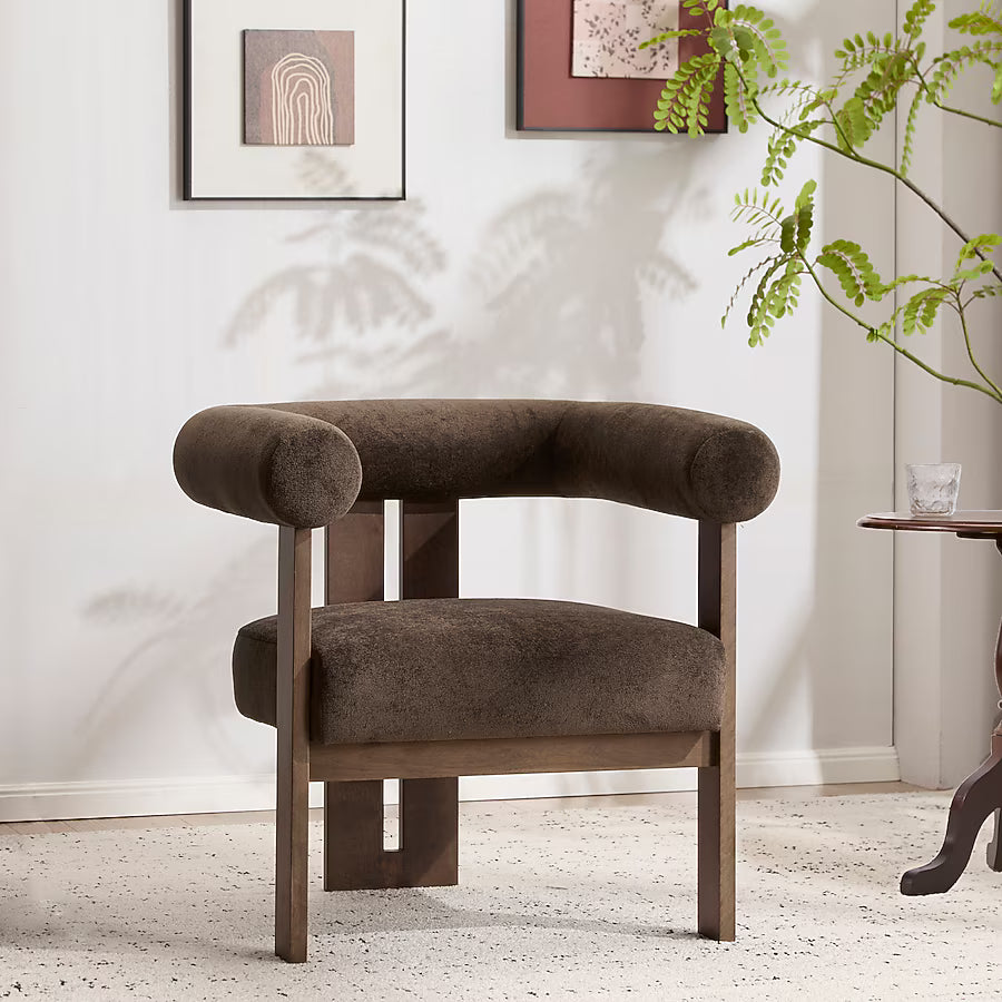 ModernLuxe Modern Upholstered Round Arm Accent Chair with Soft Cushion Seat Smooth Curved Backrest and Solid Frame Design Ideal for Living Room Bedroom Reading or Lounge Area