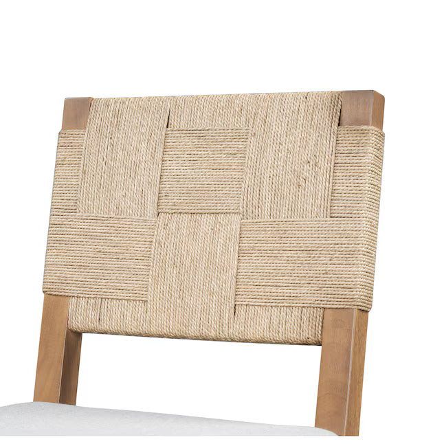 ModernLuxe Upholstered counter stool solid wood frame woven back for kitchen islands and bar tables Brown and Gray seat height 24.25 inches set of 2