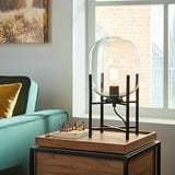 Rivet Modern Industrial Metal Stand Table Desk Lamp With Light Bulb - 9 x 9 x 185 Inches Matte Black with Clear Glass Shade