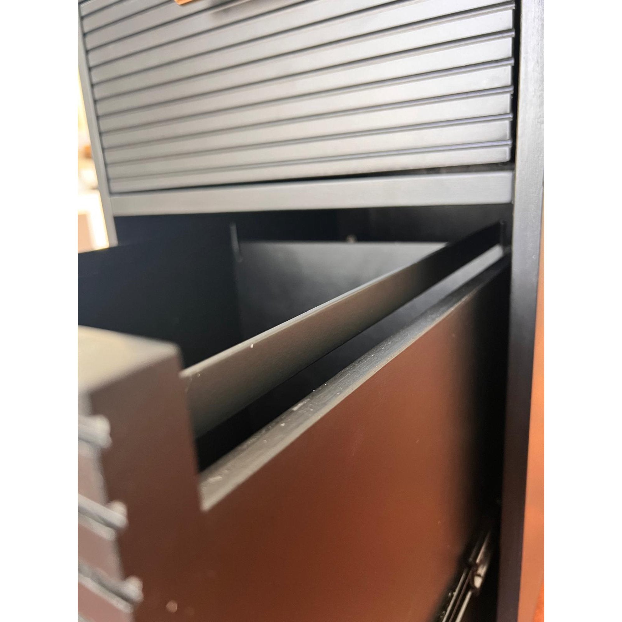 Grooved Wood 2-Drawer Vertical Filing Cabinet - Black