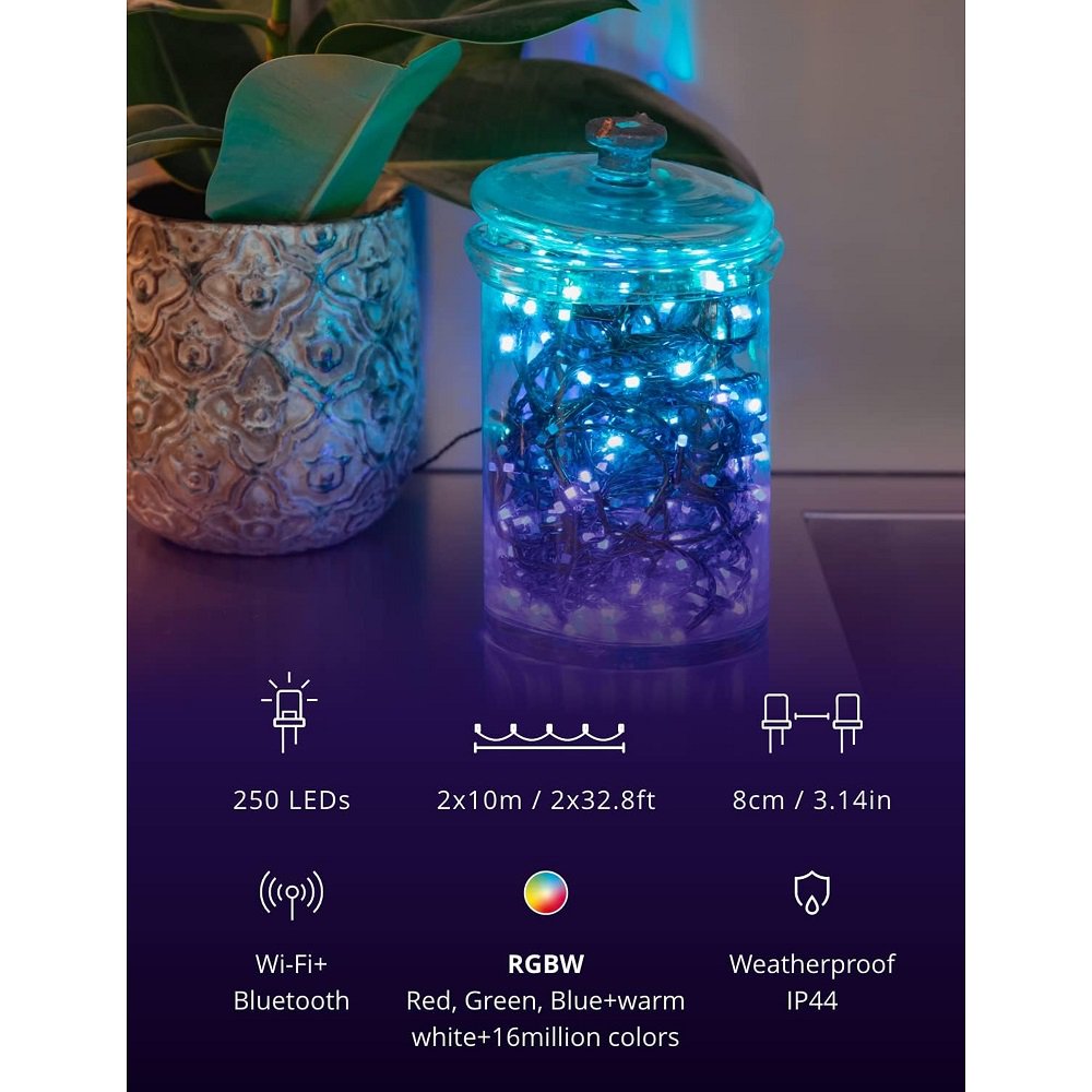 Twinkly App-Controlled 157ft Smart String LED Lights with 600 RGB LEDs - WiFi & Bluetooth Connectivity, Sync with Music, Indoor/Outdoor Use (IP44), Compatible with Google Assistant & Amazon Alexa