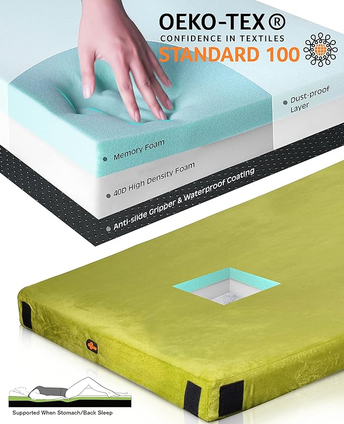 Thick Memory Foam Camping Mattress Sleeping Pad [Car/Tent/Cot] 3 Inch