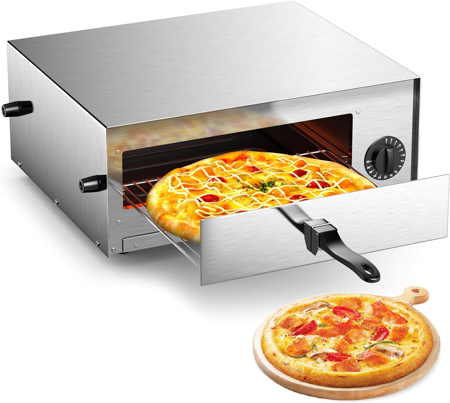 Goplus Electric Pizza Oven Stainless Steel Pizza Baker for Kitchen Commercial Use, Snack Oven