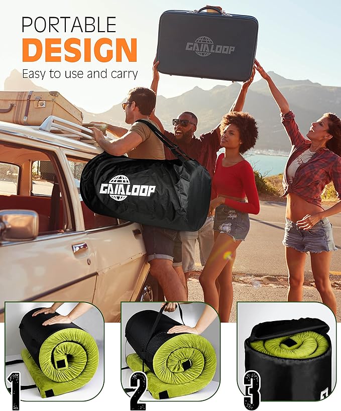 Thick Memory Foam Camping Mattress Sleeping Pad [Car/Tent/Cot] 3 Inch