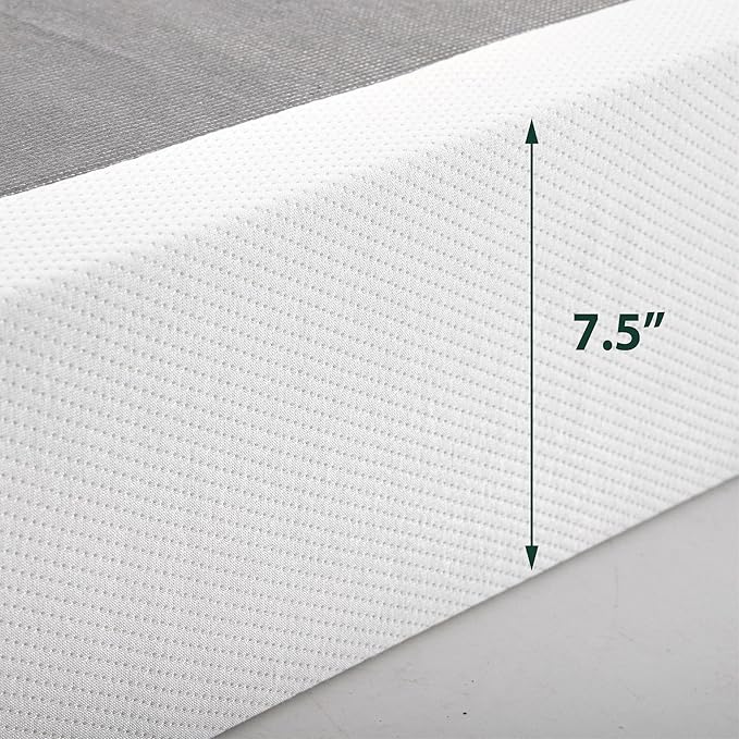 ZINUS No Assembly Metal Box Spring, 7.5 Inch White Mattress Foundation, Sturdy Metal Structure, Full