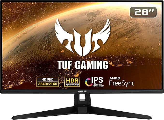 ASUS TUF Gaming VG289Q1A 28” Monitor, 4K UHD (3840 x 2160), IPS, Adaptive-Sync/ FreeSync, Eye Care, DisplayPort HDMI, DCI-P3 HDR 10, Shadow Boost, Black