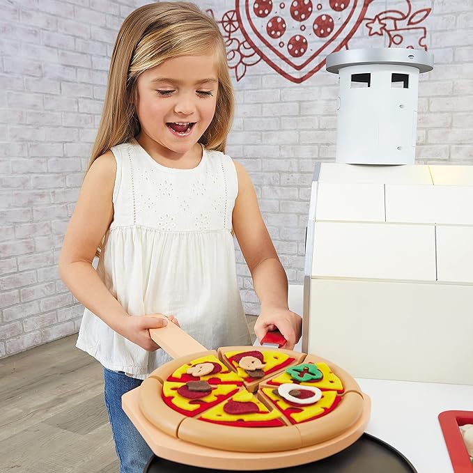 Little Tikes Real Wood Pizza Restaurant Wooden Play Kitchen Cook and Serve with Realistic Lights Sounds and Dual-Sided, 20+ Accessories Set, Gift for Kids, Large Toy for Girls & Boys Ages 3+