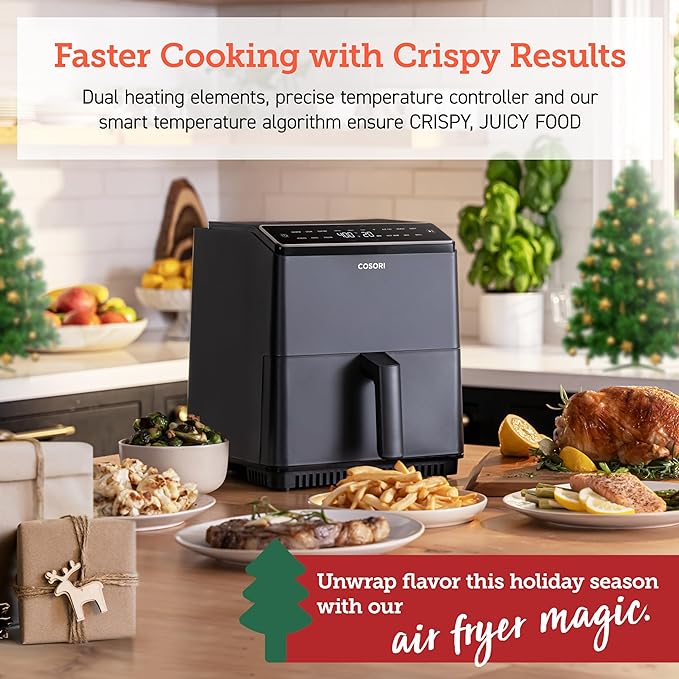 Air Fryer Dual Blaze, 6.8-Quart, Precise Temps Prevent Overcooking, Heating Adjusts for a True Air Fry, Bake, Roast, and Broil, Even and Fast Cooking, In-App Recipes, 1750W, Dark gray