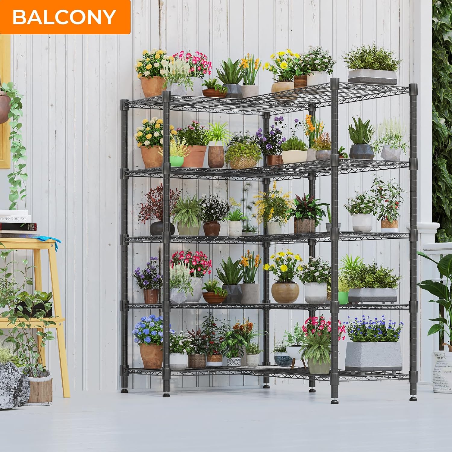 Himimi 5 Tier Heavy Duty Metal Shelving Units for Storage, 180W x 45D x 183H cm, Adjustable Wire Shelving Unit, Large Tall Storage Shelves Rack Shelf for Garage Pantry Kitchen Shed Utility Room, Black