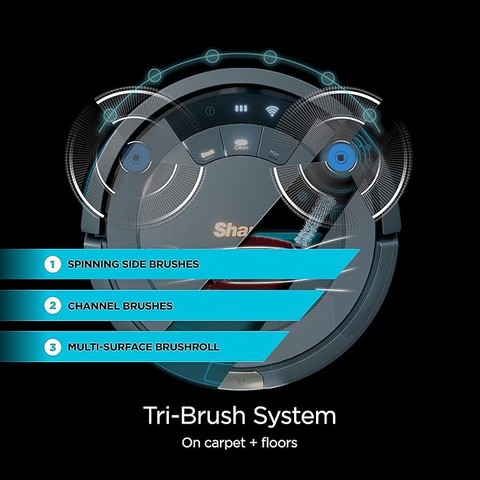 Shark AV753 ION Robot Vacuum, Tri-Brush System, Wifi Connected, 120 Min Runtime, Works with Alexa, Multi Surface Cleaning, Grey