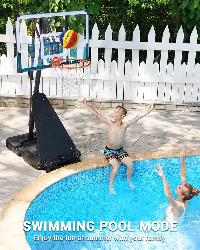 WIN.MAX Portable Basketball Hoop Quickly Height Adjusted 4.9-10ft Outdoor/Indoor Basketball Goal System with 44 inch Backboard and Wheels for Adults (Basketball Hoop Pro)